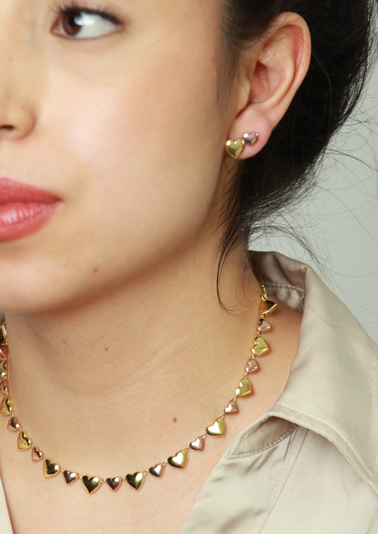 aretes de baño de oro amarillo y rosa 18k kilates mujer aros broqueles trepadores glowa