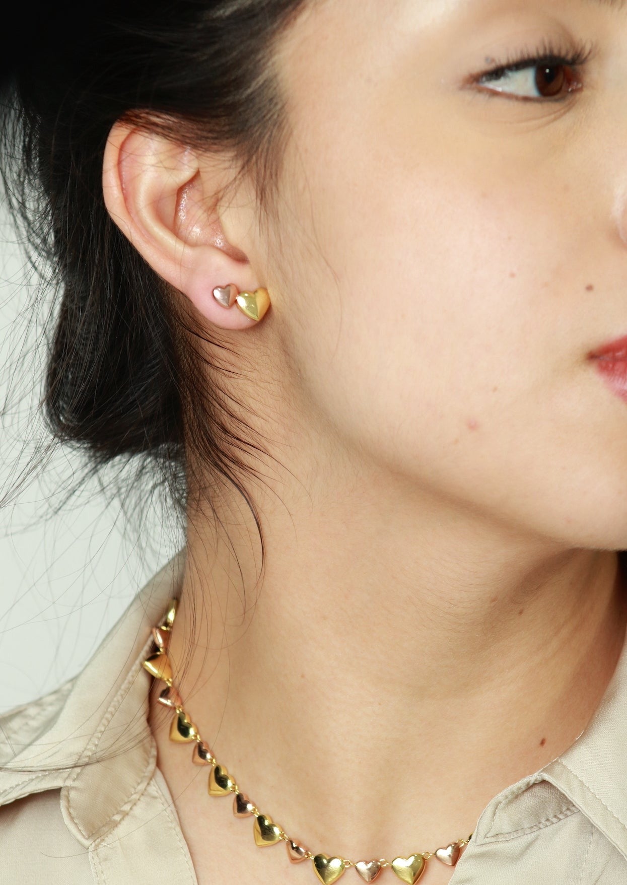 aretes de baño de oro amarillo y rosa 18k kilates mujer aros broqueles trepadores glowa