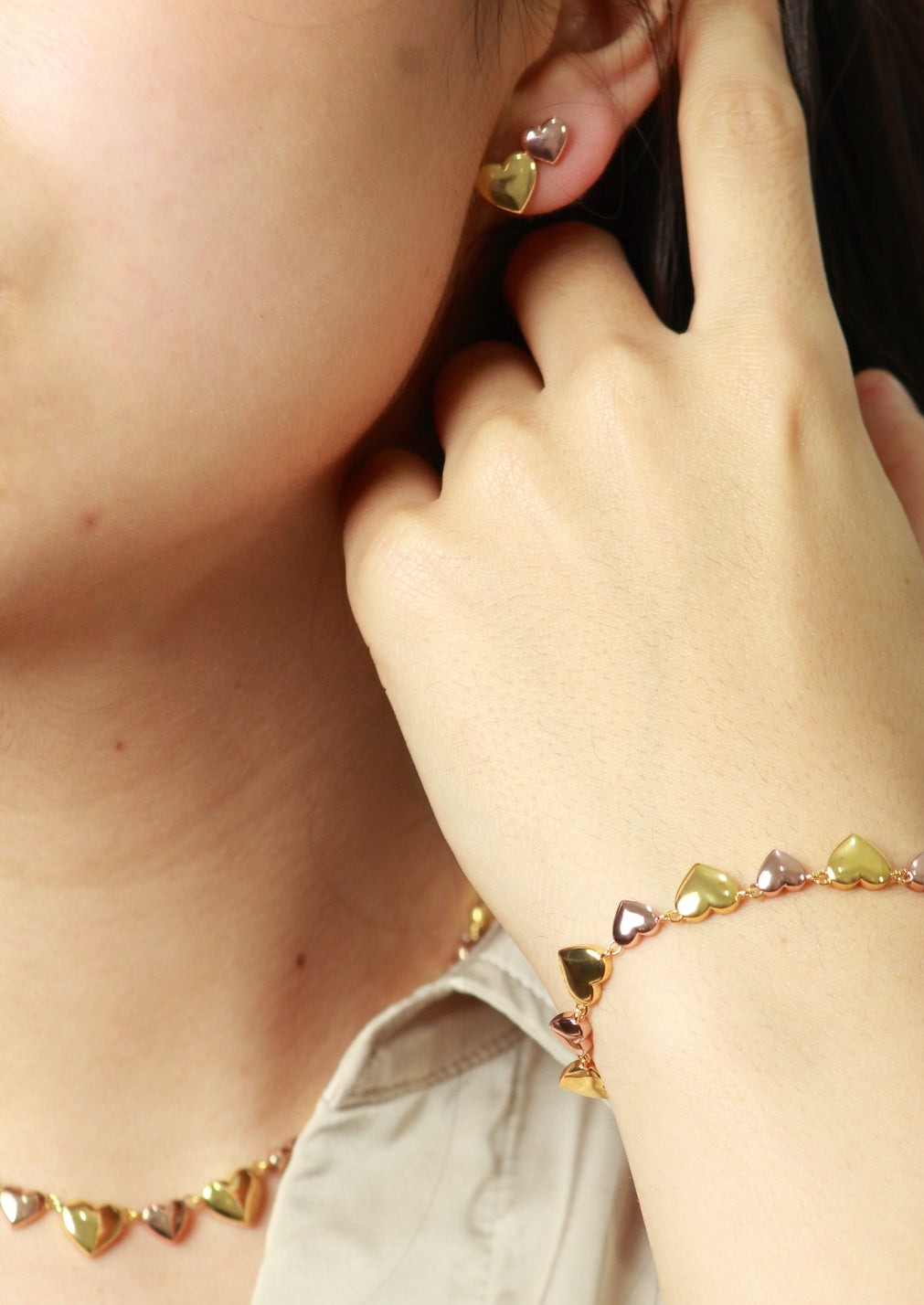 aretes de baño de oro amarillo y rosa 18k kilates mujer aros broqueles trepadores glowa