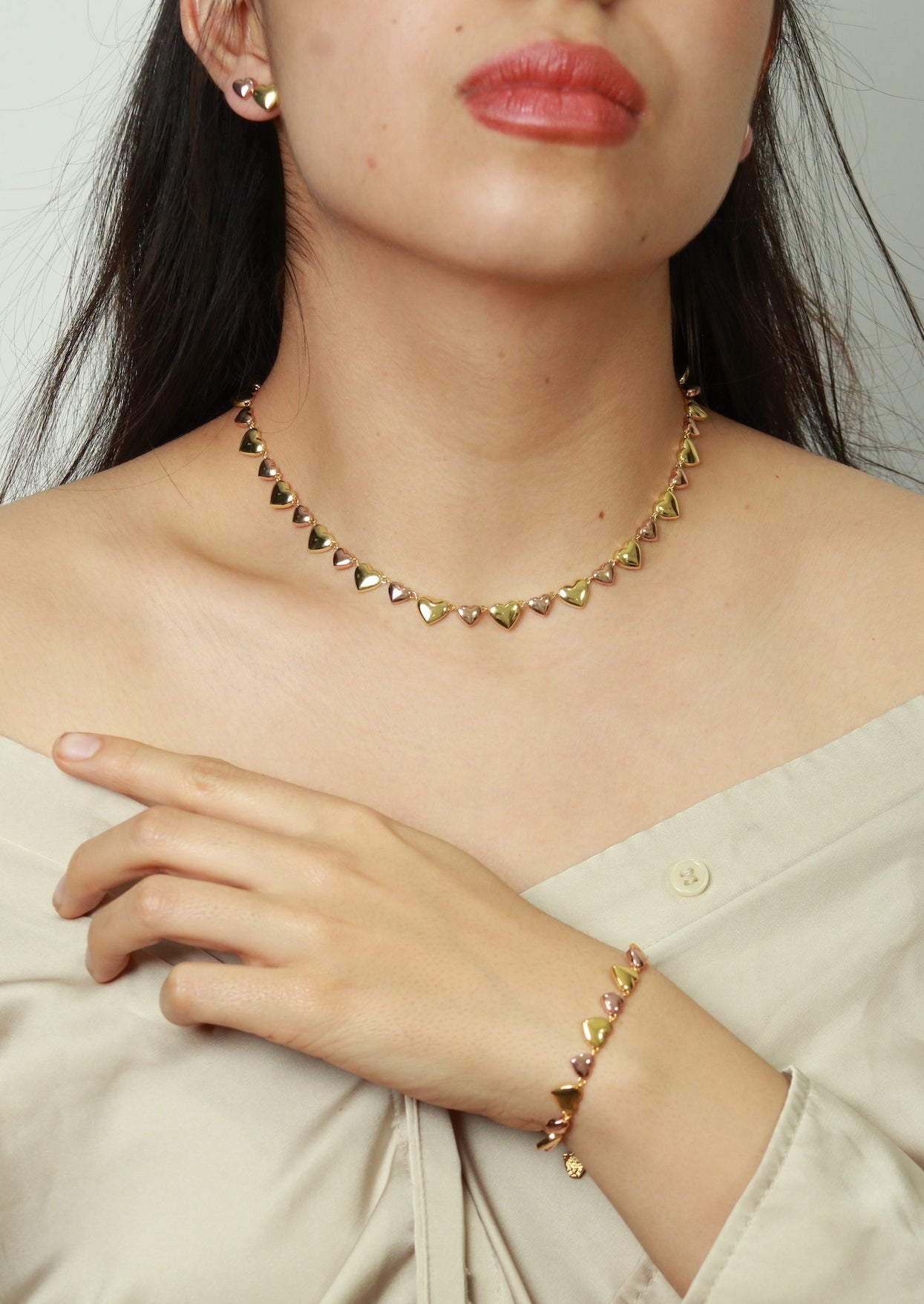 aretes de baño de oro amarillo y rosa 18k kilates mujer aros broqueles trepadores glowa