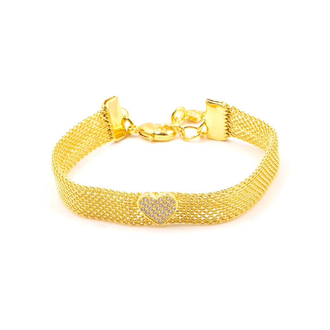 pulsera de baño de oro 18 kilates corazón brazalete mujer glowa