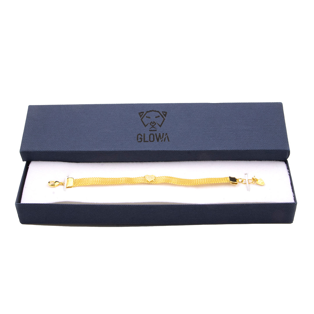 pulsera de baño de oro 18 kilates corazón brazalete mujer glowa