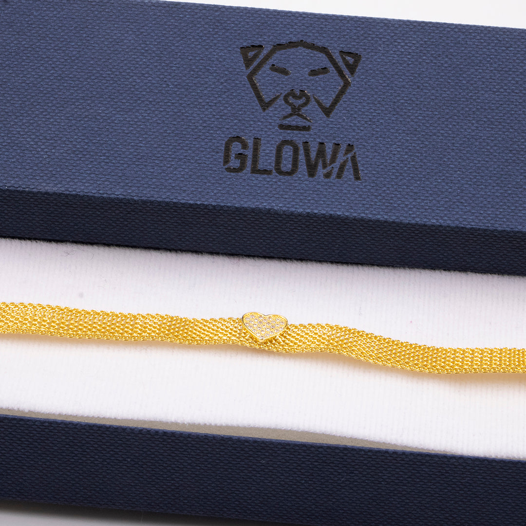pulsera de baño de oro 18 kilates corazón brazalete mujer glowa