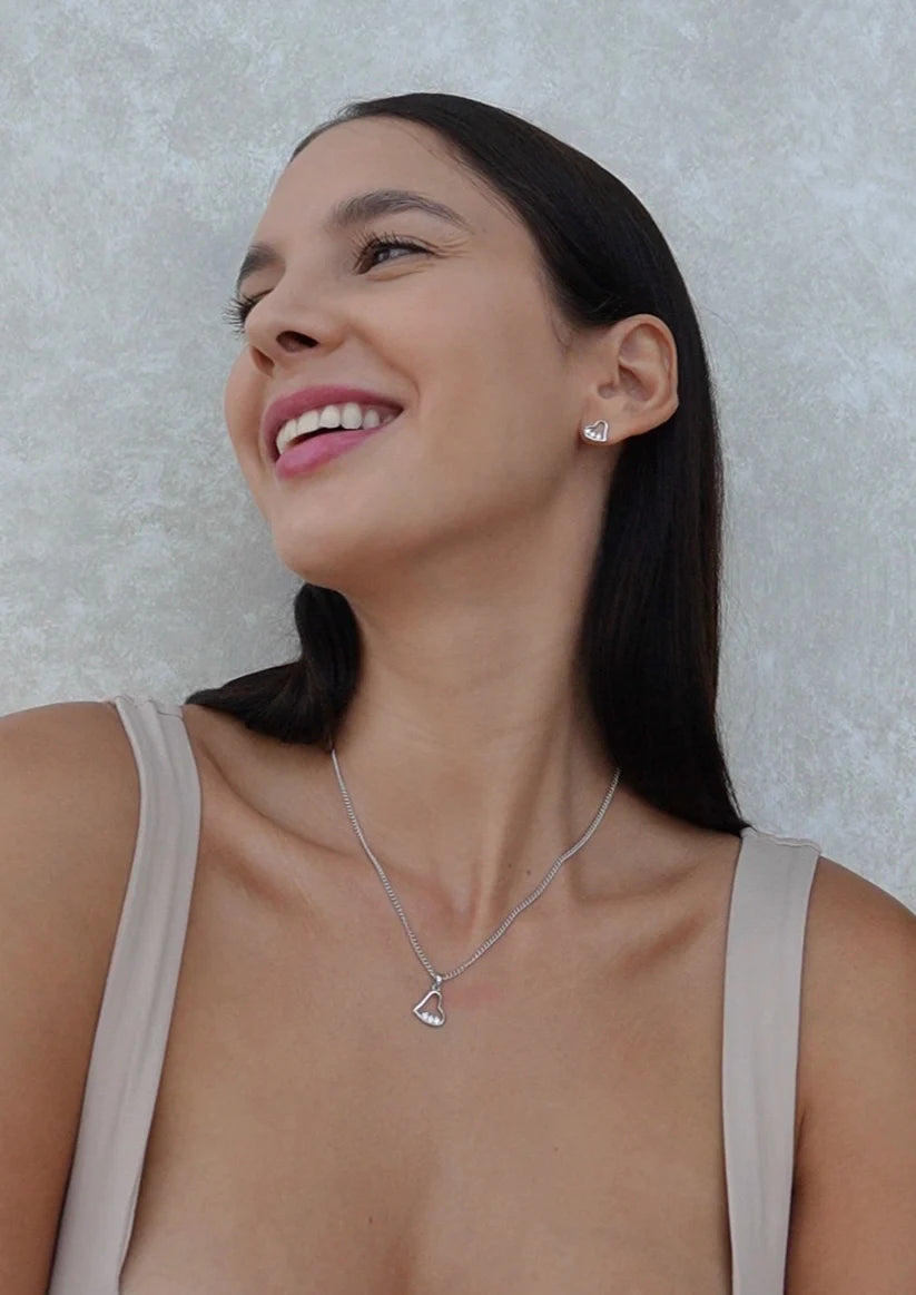 collar plata .925 de corazón mujer glowa