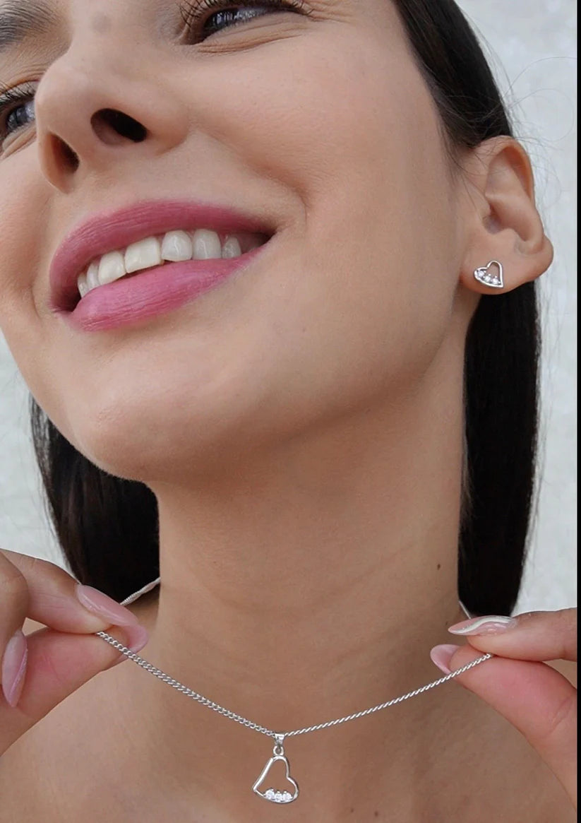 collar plata .925 de corazón mujer glowa