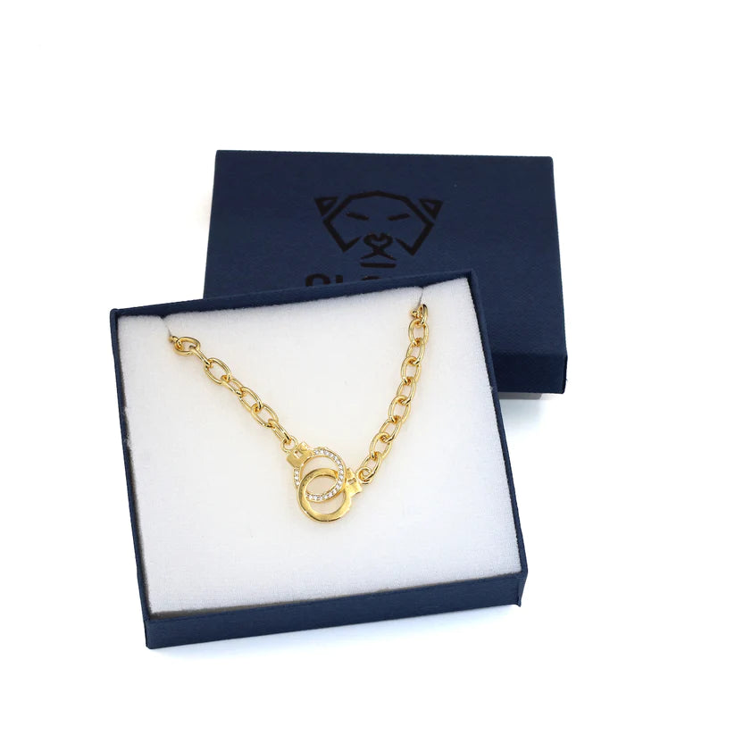 collar esposas para mujer hombre baño de oro 18 kilares glowa