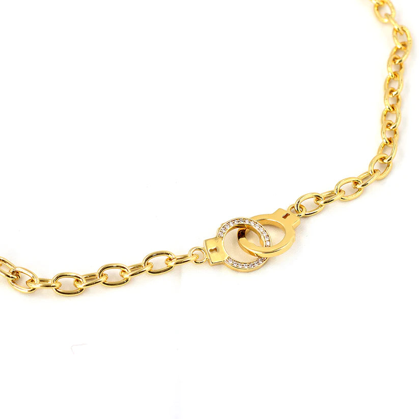 collar esposas para mujer hombre baño de oro 18 kilares glowa